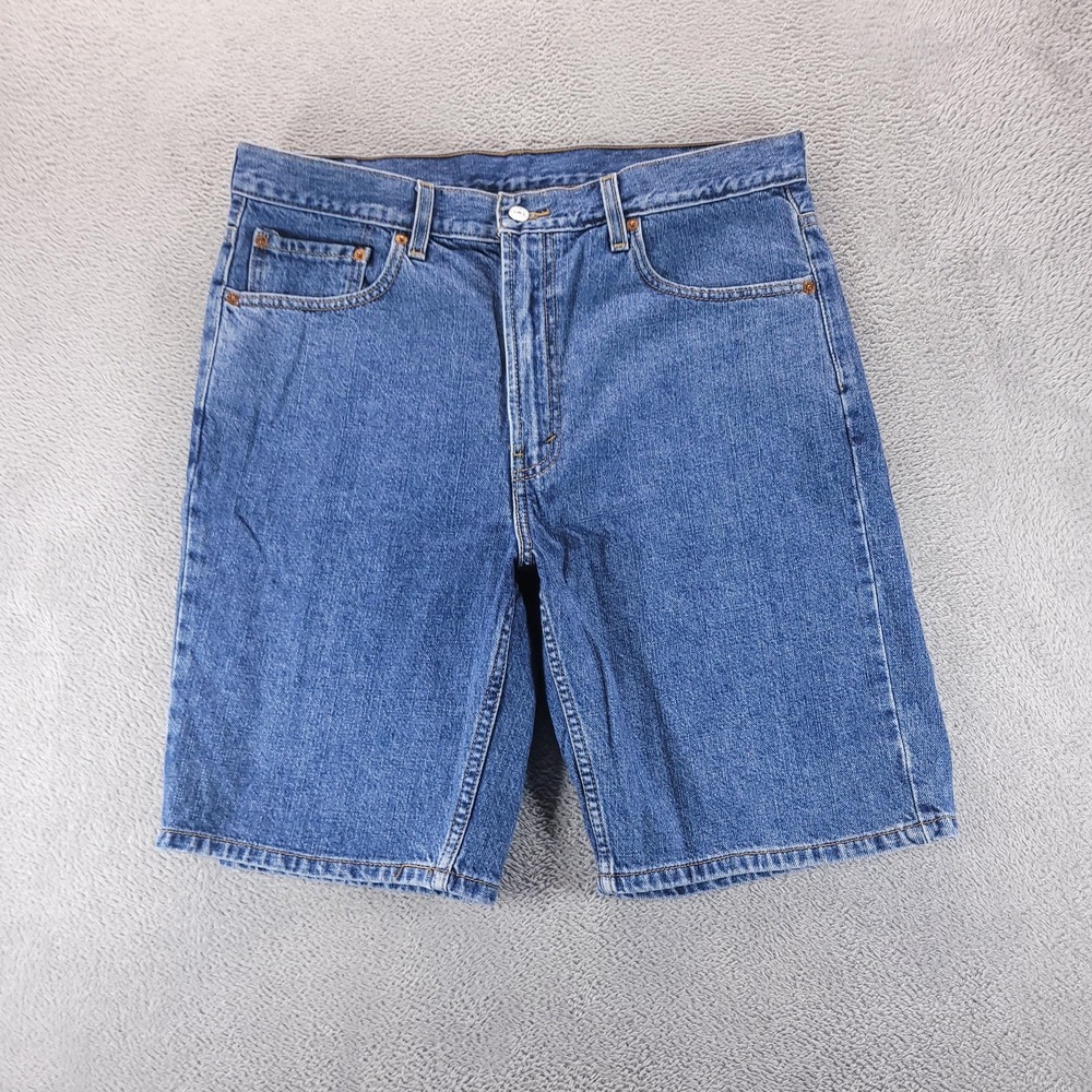 Levis 505 Shorts Mens 36 Blue Denim Regular Bermuda 10" Medium Wash Jorts Y2K